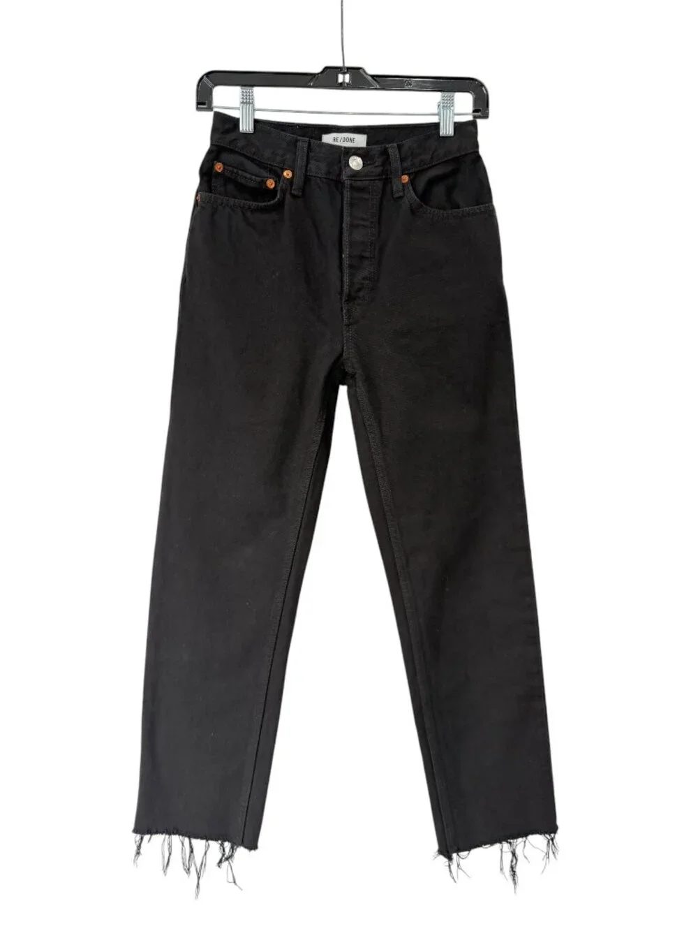 $265 RE/DONE Charcoal Black 70s Stove Pipe Jeans size 24/26